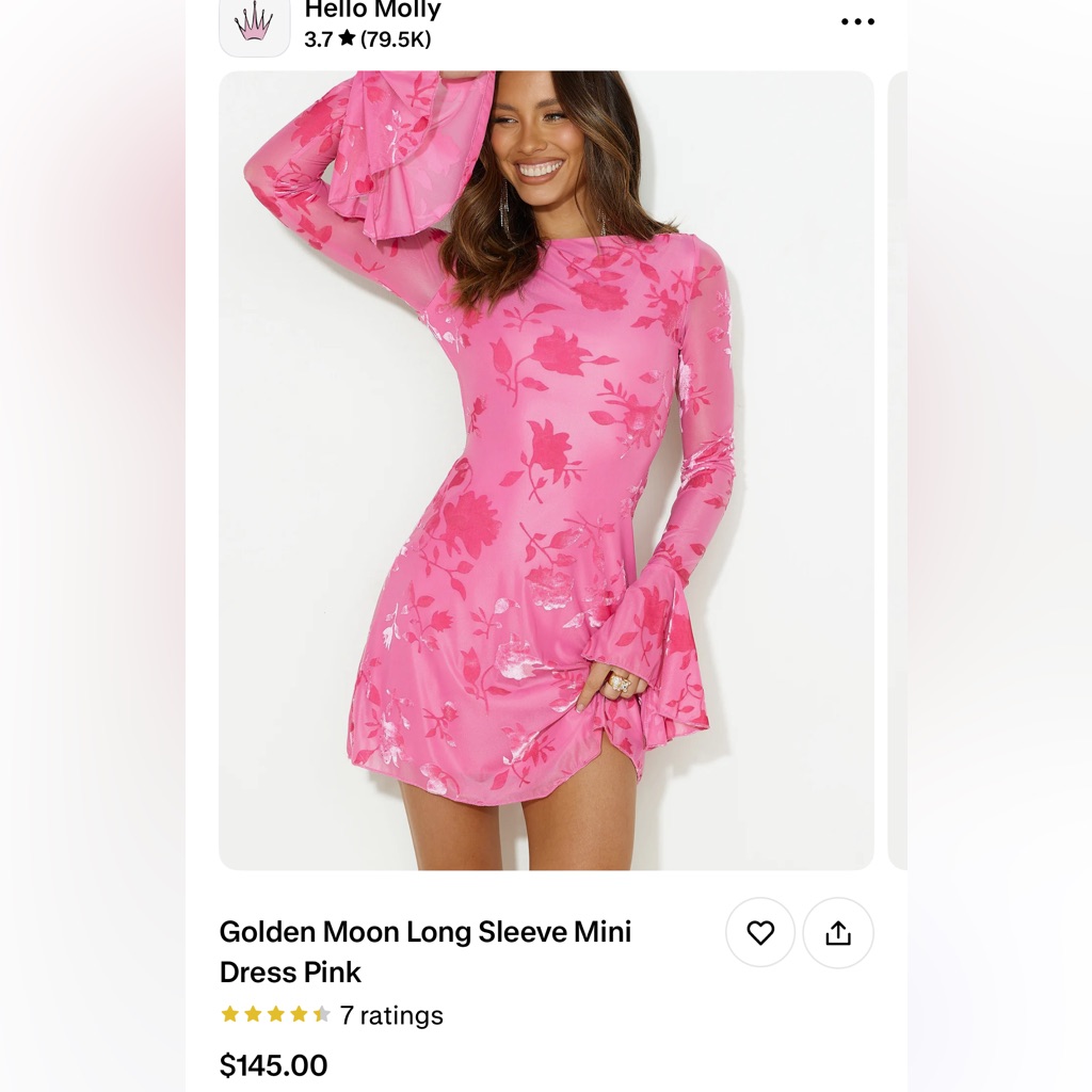 Hello Molly Pink Long Sleeve Dress